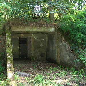 Gemauerter Bunker im Wald